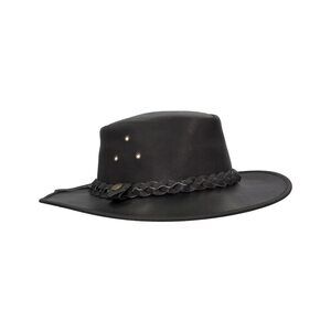 7299 Leather Cowhide Outback Braided Traveller Hat, Unisex Western Style